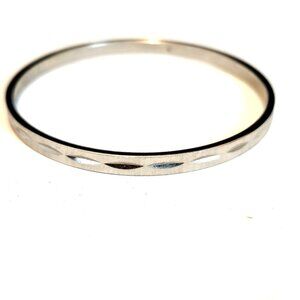 Monet Vintage Diamond MCM Cut  Silver Tone Bangle Bracelet